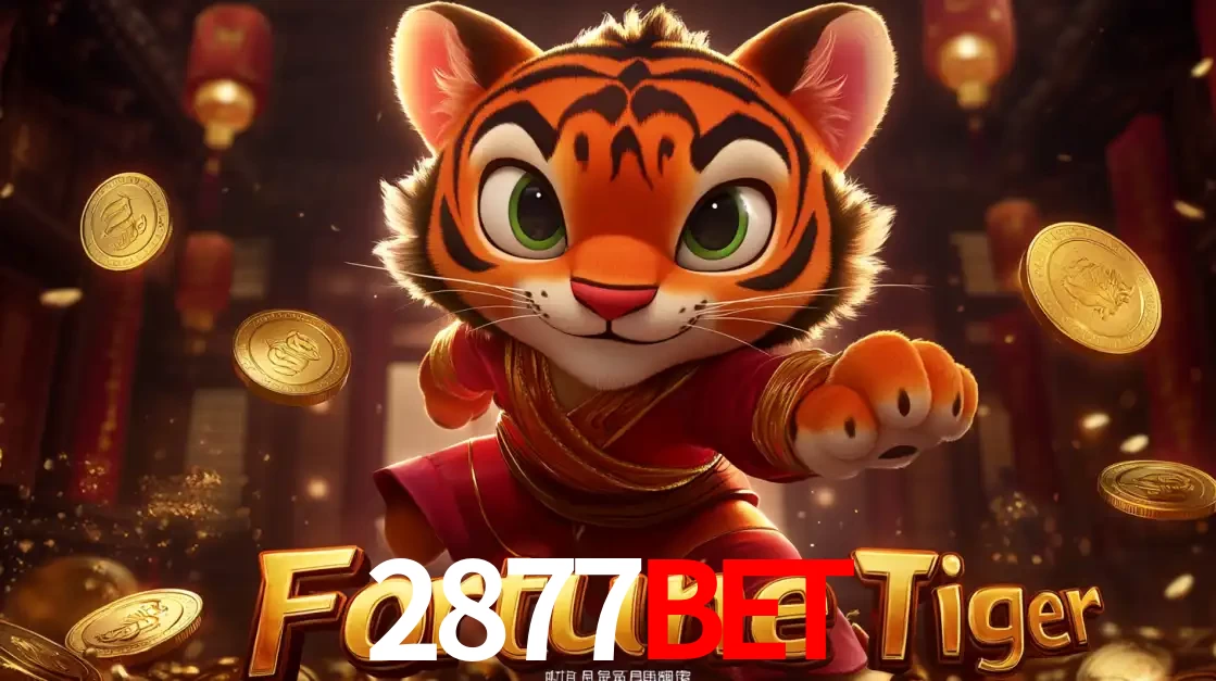 O carismático mascote do jogo de slot Fortune Tiger, um tigre fofo em pose de artes marciais, pronto para trazer sorte e multiplicadores de ganhos no cassino online 2877BET.