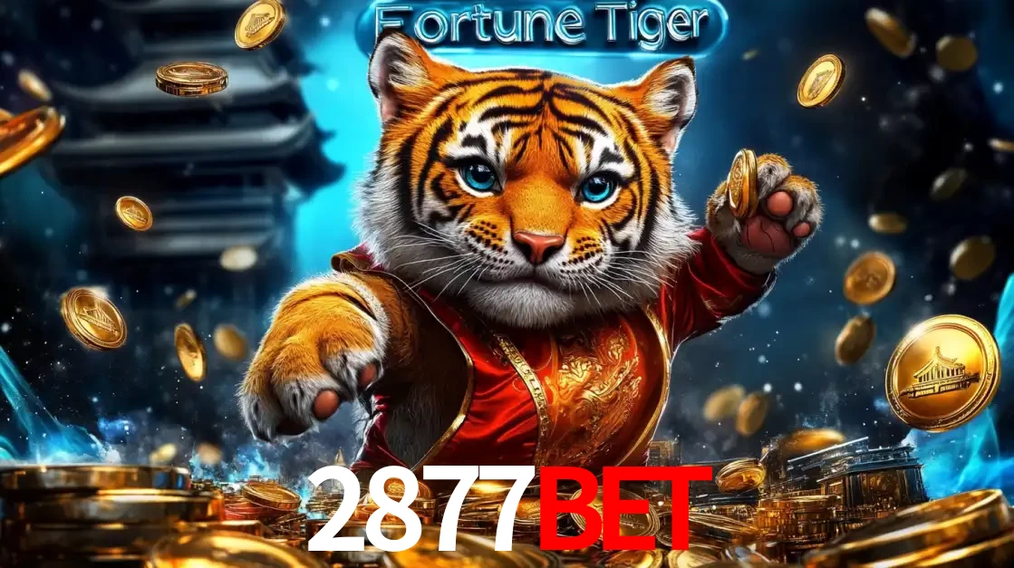 Imagem promocional do jogo de slot Fortune Tiger, com um tigre majestoso em traje tradicional cercado por uma fortuna em moedas de ouro, disponível agora no cassino 2877BET.